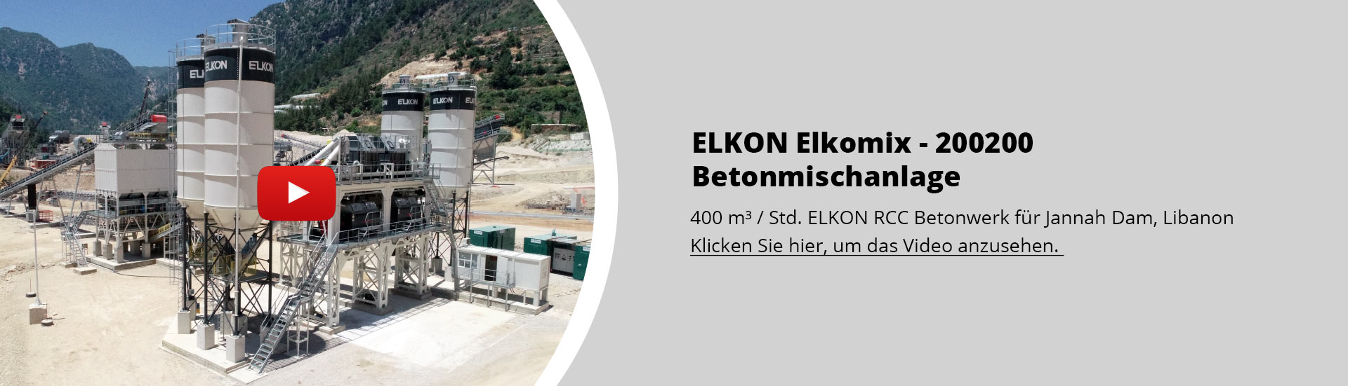 ELKON Elkomix-200200 RCC Concrete Plant For Jannah Dam, Lebanon