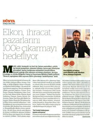 Dünya Gazetesi 2014 İş Makinaları Eki